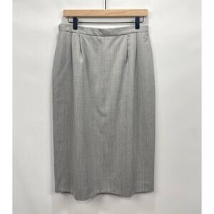 Land's End Gray Wool Skirt Womens 12 Straight Midi Work Career‎ Winter Fashion